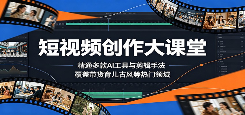 短视频创作大课堂：精通多款AI工具与剪辑手法，覆盖带货、育儿、古风等热门领域-源创文化-衍智堂