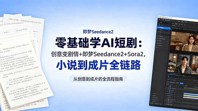 零基础学AI短剧：创意变剧情+即梦Seedance2+Sora2，小说到成片全链路-源创文化-衍智堂