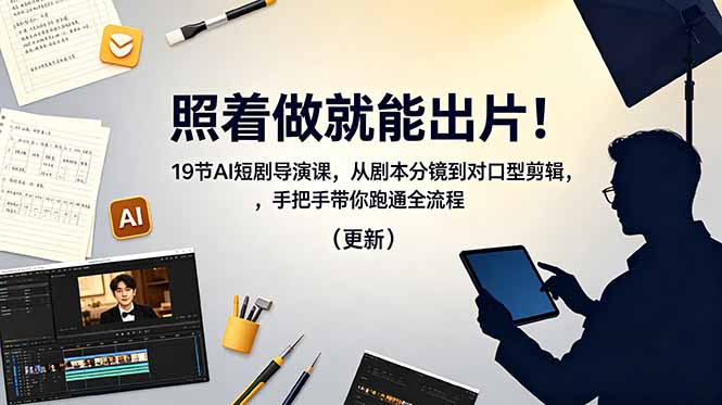 照着做就能出片！19节AI短剧导演课，从剧本分镜到对口型剪辑，手把手带你跑通全流程(更新-源创文化-衍智堂