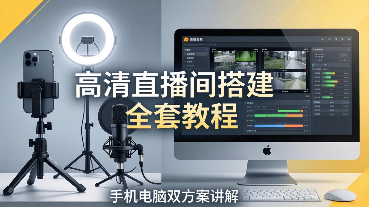 高清直播间搭建全套教程，手机电脑双方案讲解，设备选型调试多机位实操教学-源创文化-衍智堂