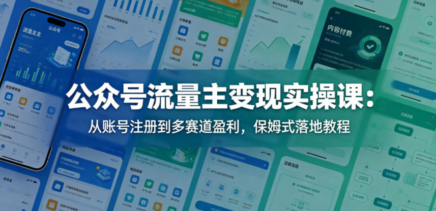 公众号流量主变现实操课：从账号注册到多赛道盈利，保姆式落地教程-源创文化-衍智堂