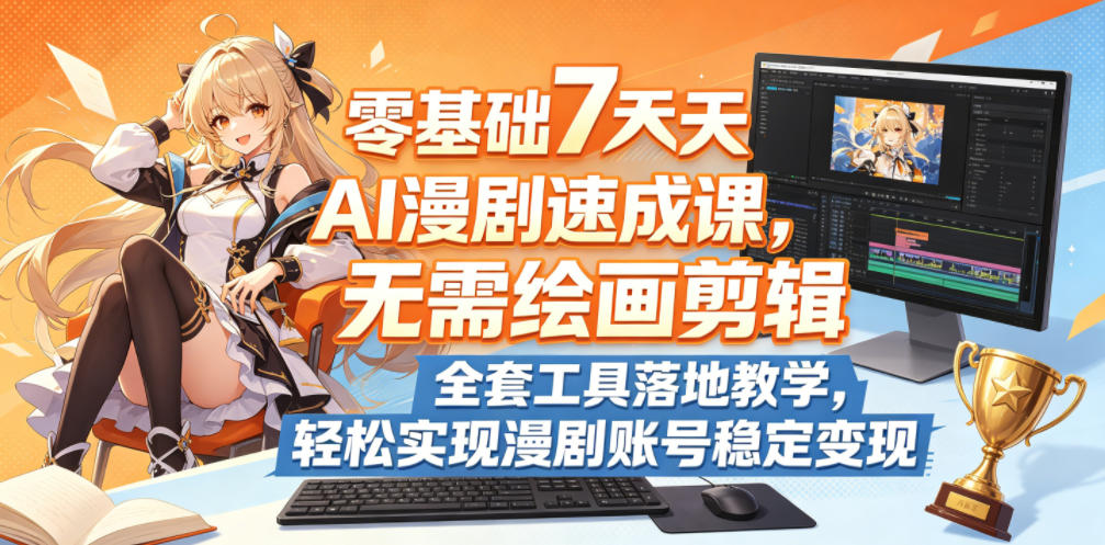 零基础7天AI漫剧速成课，无需绘画剪辑，全套工具落地教学，轻松实现漫剧账号稳定变现-源创文化-衍智堂