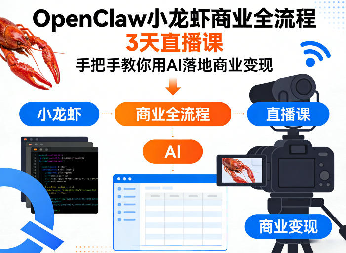 OpenClaw小龙虾商业全流程3天直播课，手把手教你用AI落地商业变现-源创文化-衍智堂