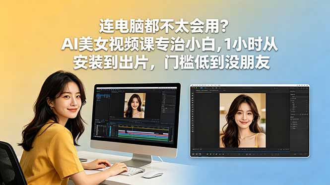 连电脑都不太会用？AI美女视频课专治小白，1小时从安装到出片，门槛低到没朋友-源创文化-衍智堂