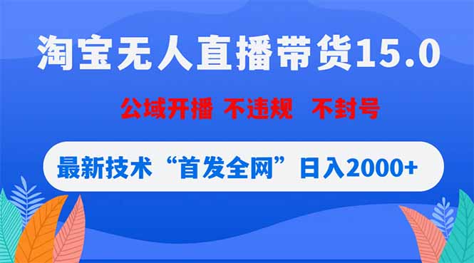淘宝无人直播带货15.0，不封号，不违规，公域玩法，首发全网日入2000+-源创文化-衍智堂