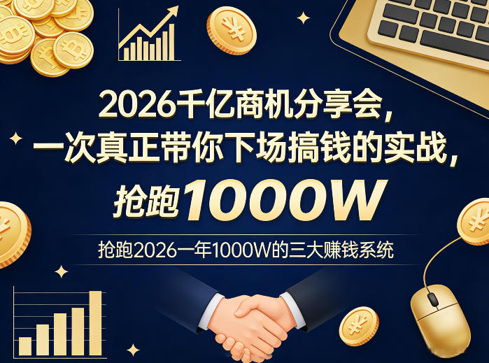 2026千亿商机分享会，一次真正带你下场搞钱的实战，抢跑2026一年1000W的三大賺钱系统-源创文化-衍智堂