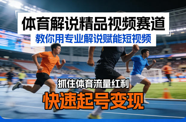体育解说精品视频赛道,教你用专业解说赋能短视频,抓住体育流量红利,快速起号变现-源创文化-衍智堂