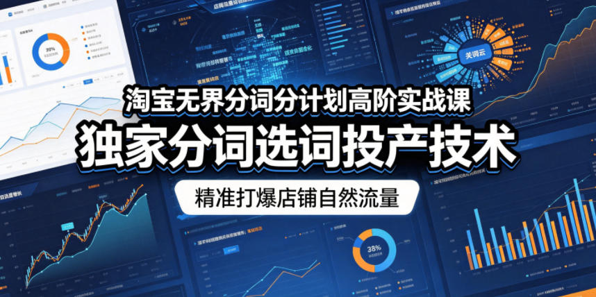 淘宝无界分词分计划高阶实战课，独家分词选词投产技术，精准打爆店铺自然流量-源创文化-衍智堂