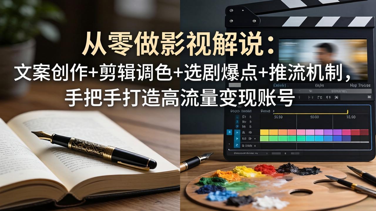 从零做影视解说：文案创作+剪辑调色+选剧爆点+推流机制，手把手打造高流量变现账号-源创文化-衍智堂