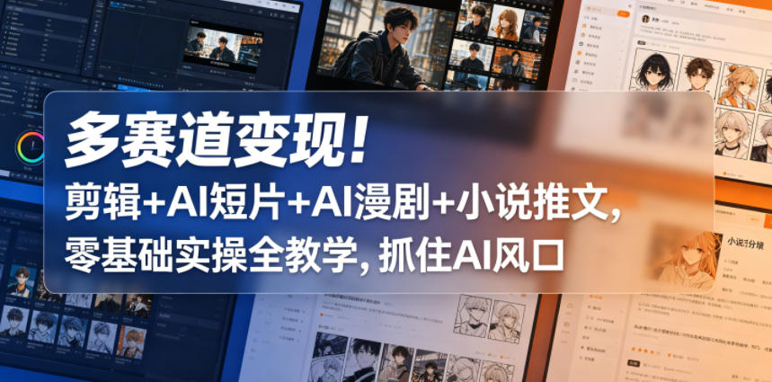 多赛道变现！剪辑+AI短片+AI漫剧+小说推文，零基础实操全教学，抓住AI风口-源创文化-衍智堂