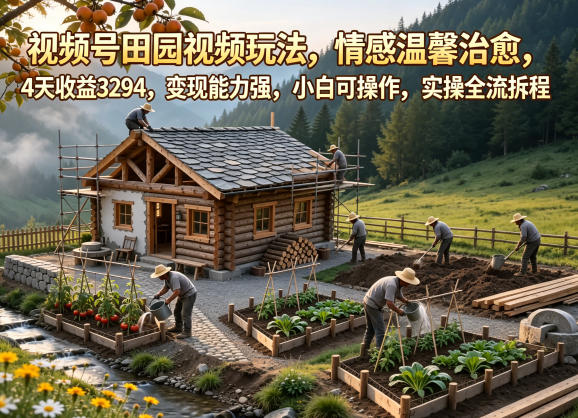 视频号田园视频玩法，情感温馨治愈，4天收益3294，变现能力强，小白可操作，实操全流程拆解-源创文化-衍智堂