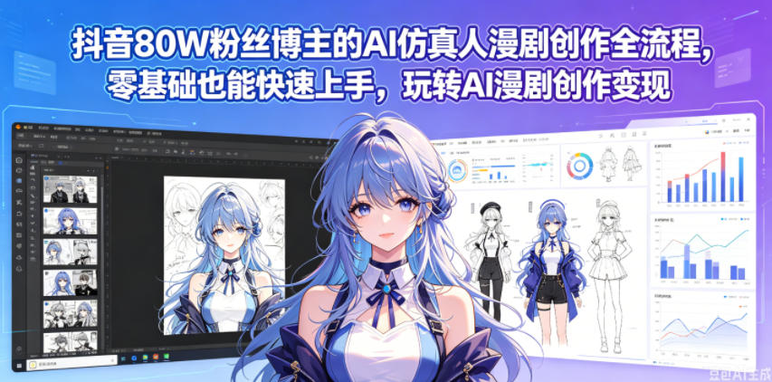 抖音80W粉丝博主的AI仿真人漫剧创作全流程，零基础也能快速上手，玩转AI漫剧创作变现-源创文化-衍智堂
