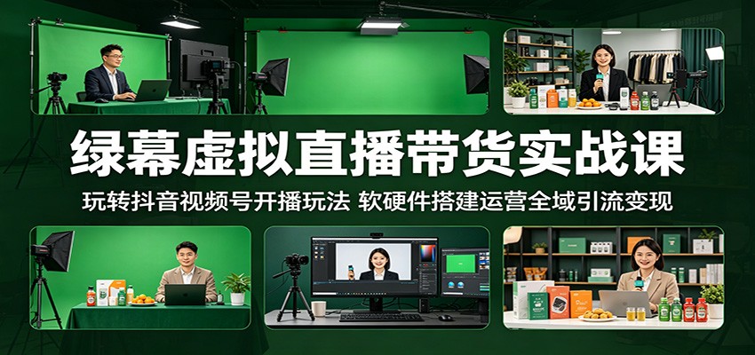 绿幕虚拟直播带货实战课：玩转抖音视频号开播玩法，软硬件搭建运营全域引流变现-源创文化-衍智堂