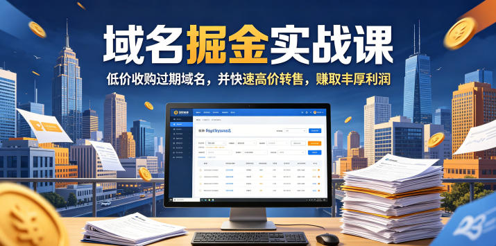 域名交易掘金实战课，低价收购过期域名，并快速高价转售，賺取丰厚利润【原创双语字幕】-源创文化-衍智堂