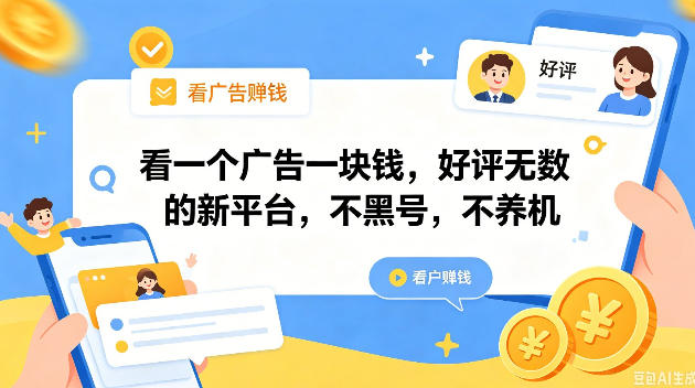 看一个广告一块钱，好评无数的新平台，不黑号，不养机，一撸几十块钱还是不错的【揭秘】-源创文化-衍智堂