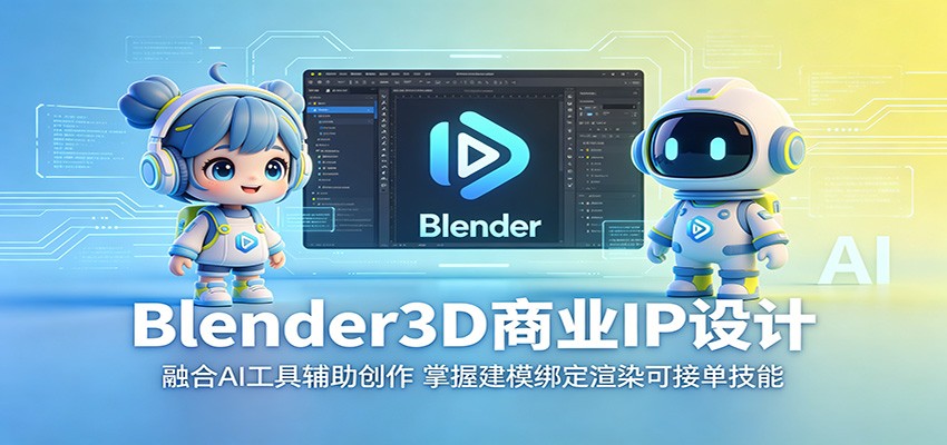 Blender3D商业IP设计：融合AI工具辅助创作，掌握建模绑定渲染可接单技能-源创文化-衍智堂
