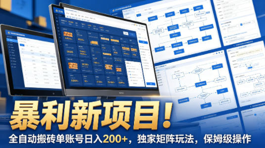 暴利新项目！全自动搬砖单账号日入200+，独家矩阵玩法，保姆级操作【揭秘】-源创文化-衍智堂