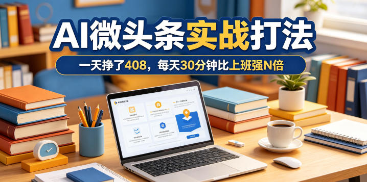 一天挣了408，AI微头条实战打法，每天30分钟比上班强N倍-源创文化-衍智堂