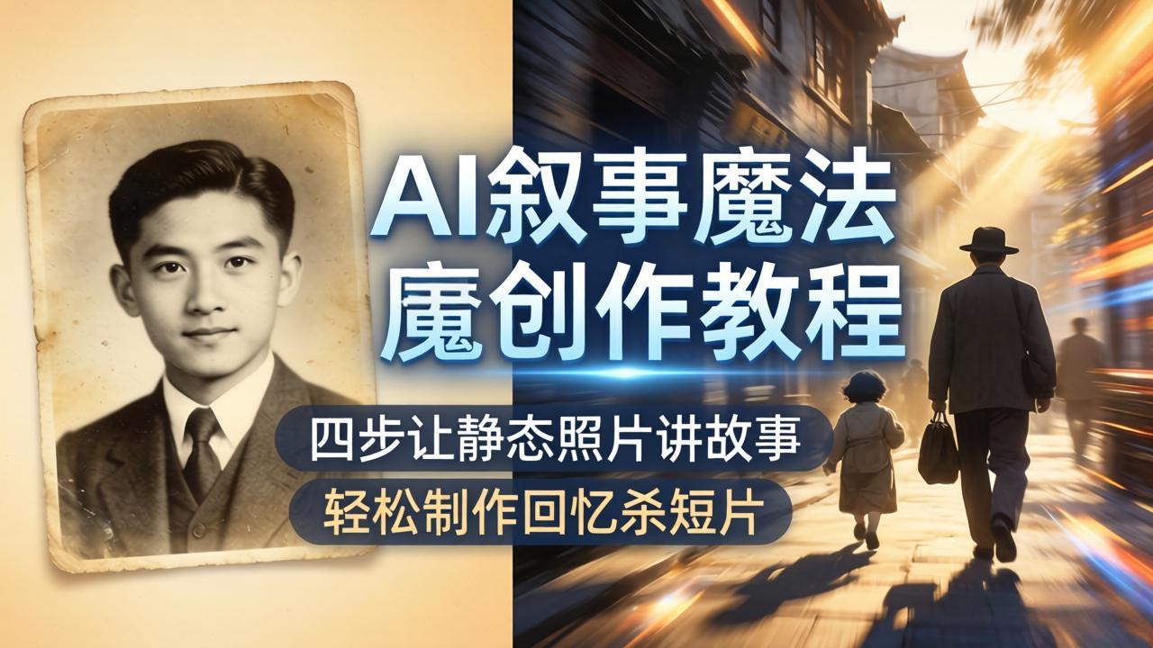 AI叙事魔法创作教程，四步让静态照片讲故事，老照片修复加动态特效，轻松制作回忆杀短片-源创文化-衍智堂
