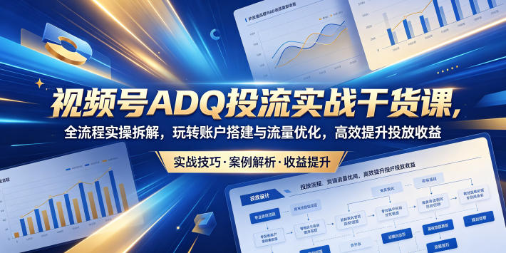 视频号ADQ投流实战干货课，全流程实操拆解，玩转账户搭建与流量优化，高效提升投放收益-源创文化-衍智堂