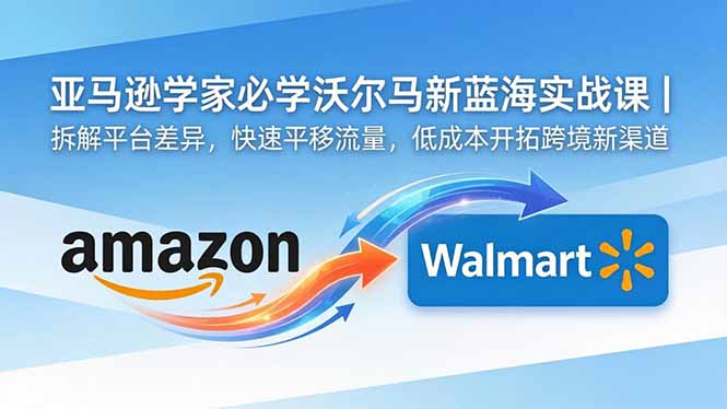 亚马逊卖家必学沃尔玛新蓝海实战课｜拆解平台差异，快速平移流量，低成本开拓跨境新渠道-源创文化-衍智堂