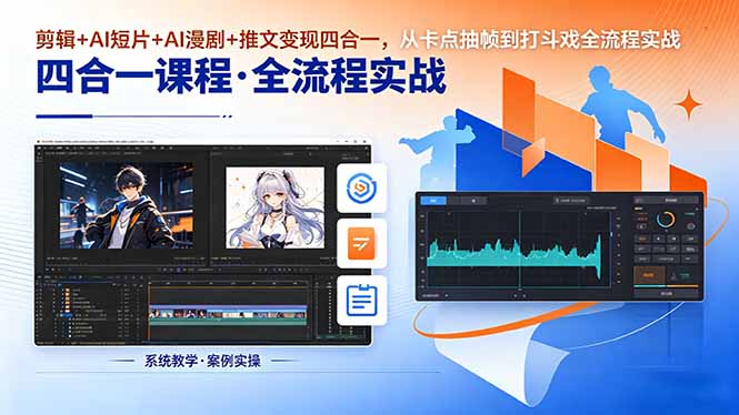 剪辑+AI短片+AI漫剧+推文变现四合一，从卡点抽帧到打斗戏全流程实战-源创文化-衍智堂