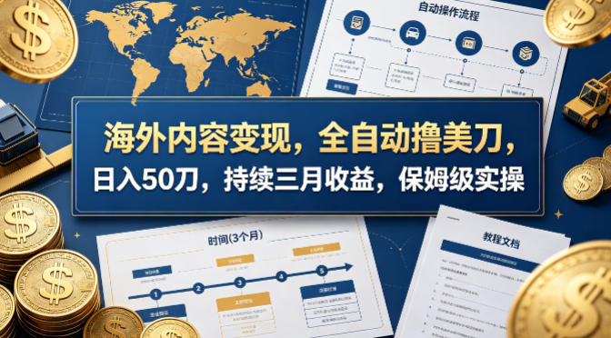 海外内容变现，全自动撸美刀，日入50刀，持续三月收益，保姆级实操【揭秘】-源创文化-衍智堂