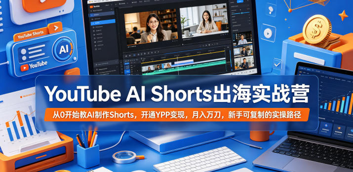 YouTube AI Shorts出海实战营，从0开始教AI制作Shorts，开通YPP变现，月入万刀，新手可复制的实操路径-源创文化-衍智堂