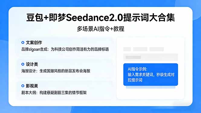 豆包+即梦Seedance2.0提示词大合集：多场景AI指令+教程，解锁文案、设计、影视高效创作-源创文化-衍智堂