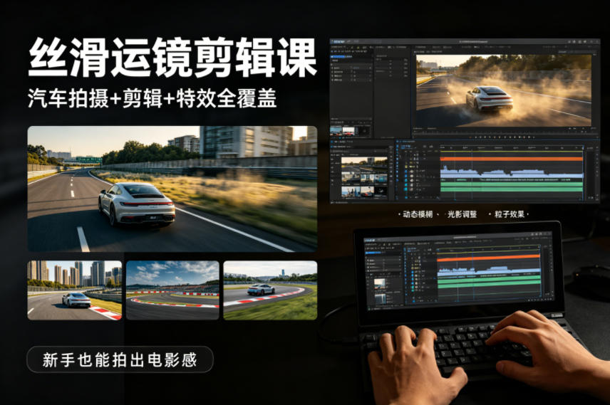 大叔丝滑运镜剪辑课，汽车拍摄+剪辑+特效全覆盖，新手也能拍出电影感-源创文化-衍智堂