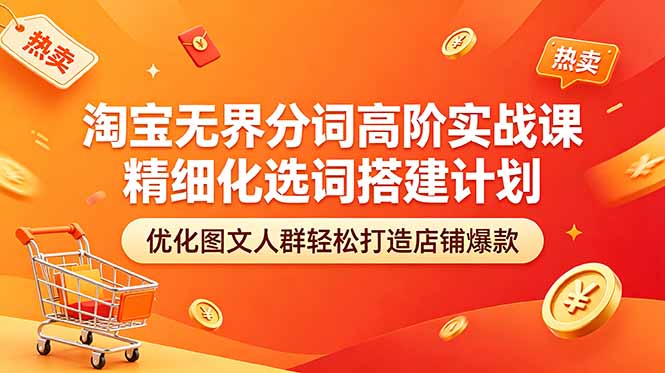淘宝无界分词高阶实战课 精细化选词搭建计划 优化图文人群轻松打造店铺爆款-源创文化-衍智堂