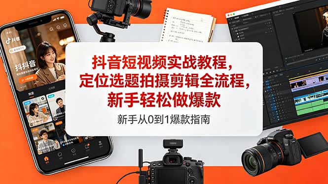 抖音短视频实战教程，定位选题拍摄剪辑全流程，新手轻松做爆款-源创文化-衍智堂
