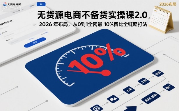 无货源电商不备货实操课2.0，2026年布局，从0到1全网最低10%费比全链路打法【更新26年3月】-源创文化-衍智堂