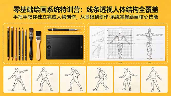 零基础绘画系统特训营：线条透视人体结构全覆盖，手把手教你独立完成人物创作-源创文化-衍智堂