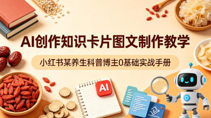 AI创作知识卡片图文制作教学，小红书某养生科普博主0基础实战手册-源创文化-衍智堂