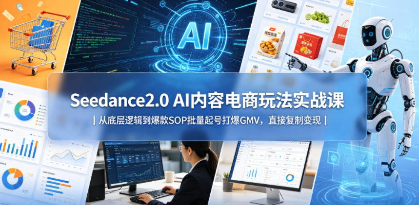 Seedance2.0 AI内容电商玩法实战课｜从底层逻辑到爆款SOP批量起号打爆GMV，直接复制变现-源创文化-衍智堂