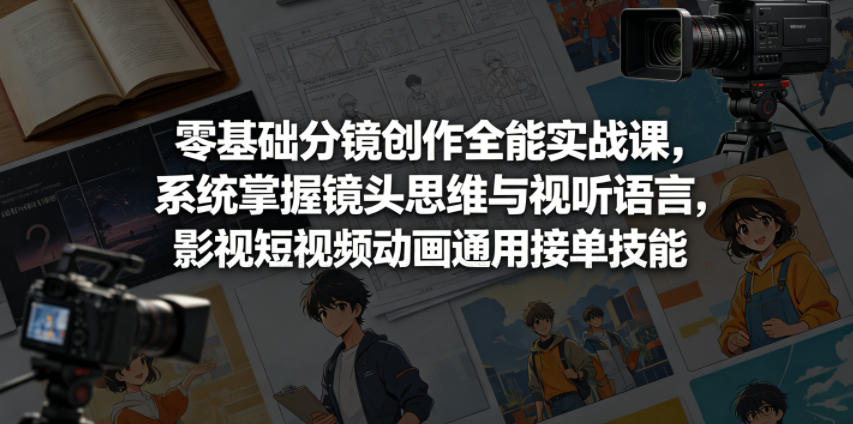 零基础分镜创作全能实战课，系统掌握镜头思维与视听语言，影视短视频动画通用接单技能-源创文化-衍智堂