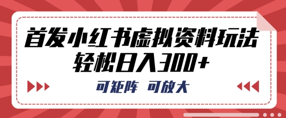 首发小红书虚拟资料玩法,可矩阵,可放大,轻松日入3张-源创文化-衍智堂