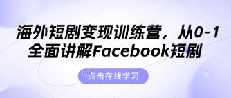 海外短剧变现训练营,从0-1全面讲解Facebook短剧-源创文化-衍智堂