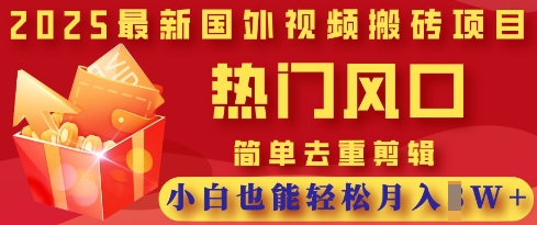 2025最新视频搬砖项目,热门风口,简单去重剪辑,小白也能轻松月入过W-源创文化-衍智堂