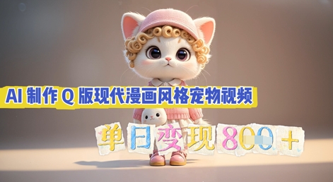 AI制作Q版现代漫画风格宠物视频，单日变现几张-源创文化-衍智堂