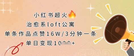 小红书超火的治愈系loft公寓,单条作品点赞16W,3分钟一条,单日变现数张-源创文化-衍智堂